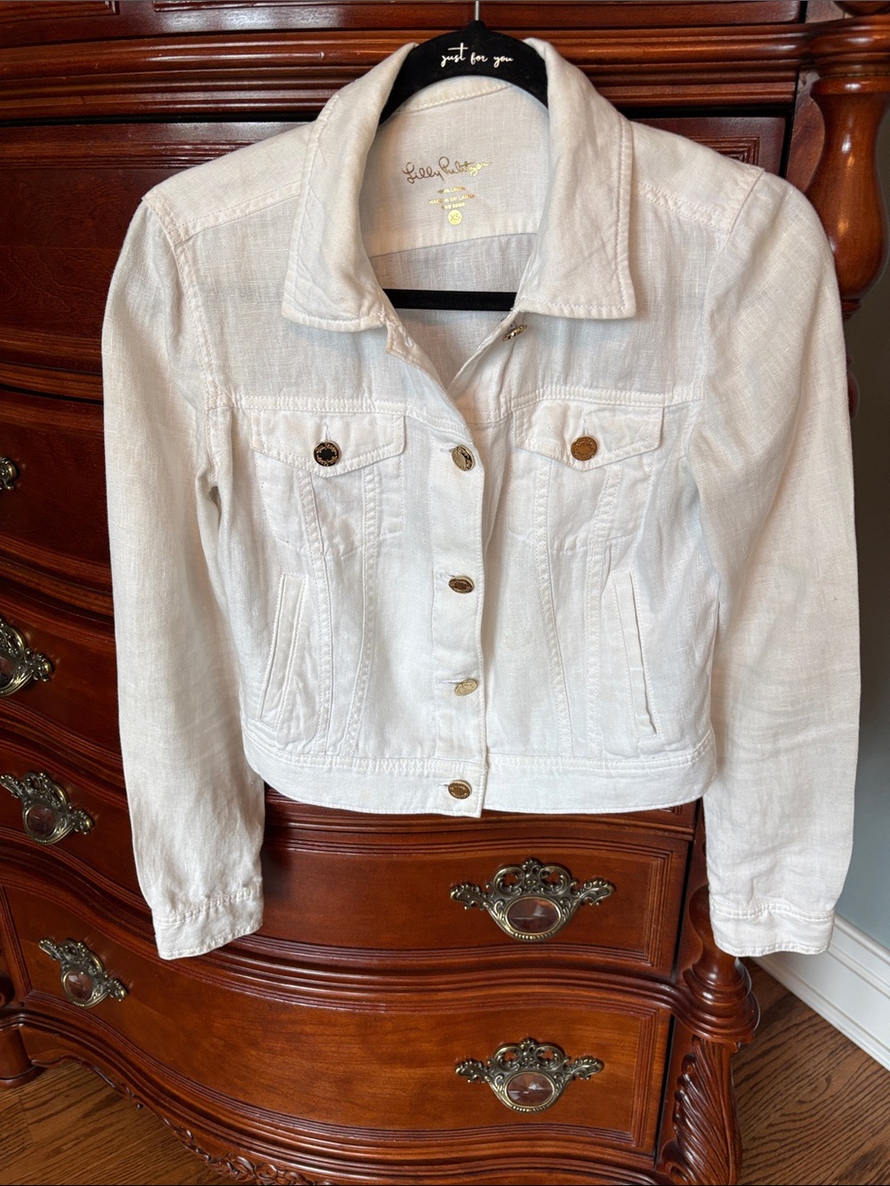 Lilly Pulitzer White Denim (Linen) -Style Jacket